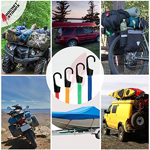 ROCKET STRAPS | (28PC) Flat Bungee Cords with Hooks | Bungee Cord Assortment Includes | Tie Downs | Ball Bungees | Carrying Bag | (4) Tarp Clips | 100% Latex Bungie Cord Straps - Thumbnail 7