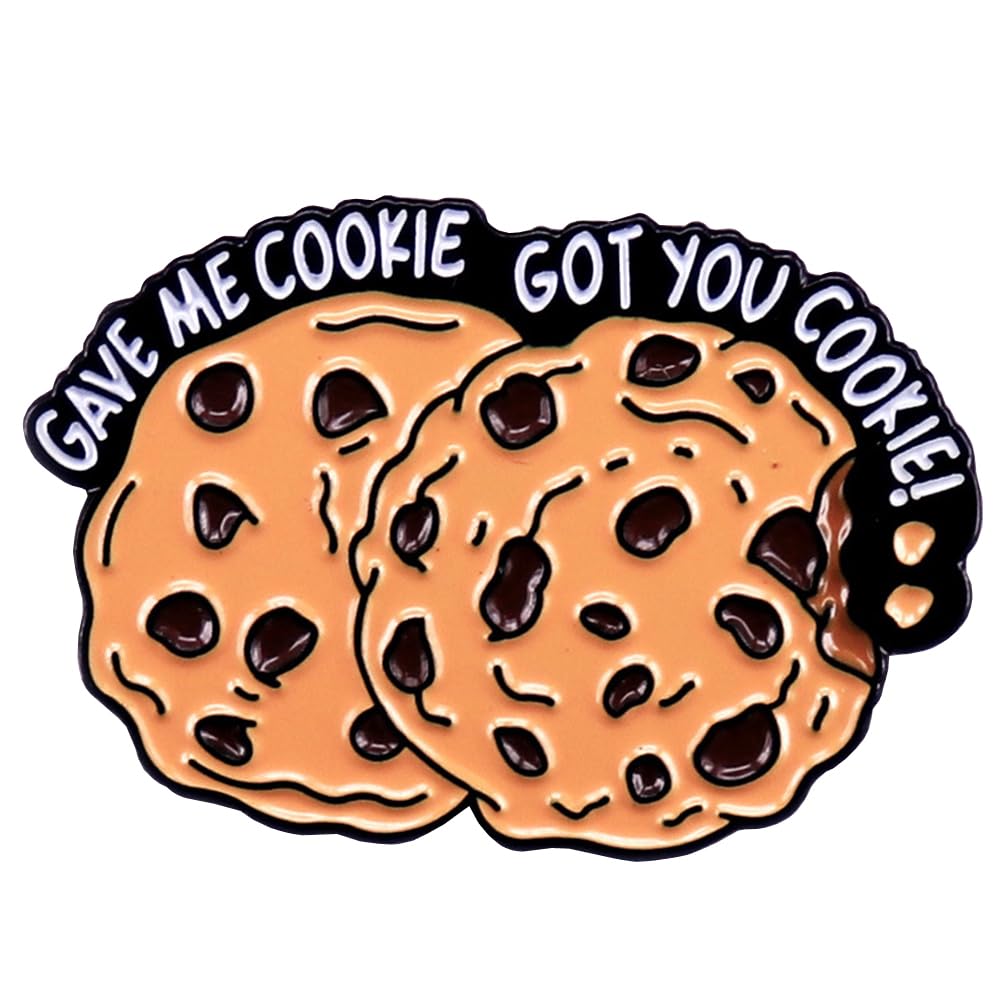 Cartoon Cookie Enamel Pin with Letter "Gave Me Cookie Got You Cookie",Backpack Badge Cartoon Cute Cookie Enamel Pin Brooch Women Girls Boys Clothing