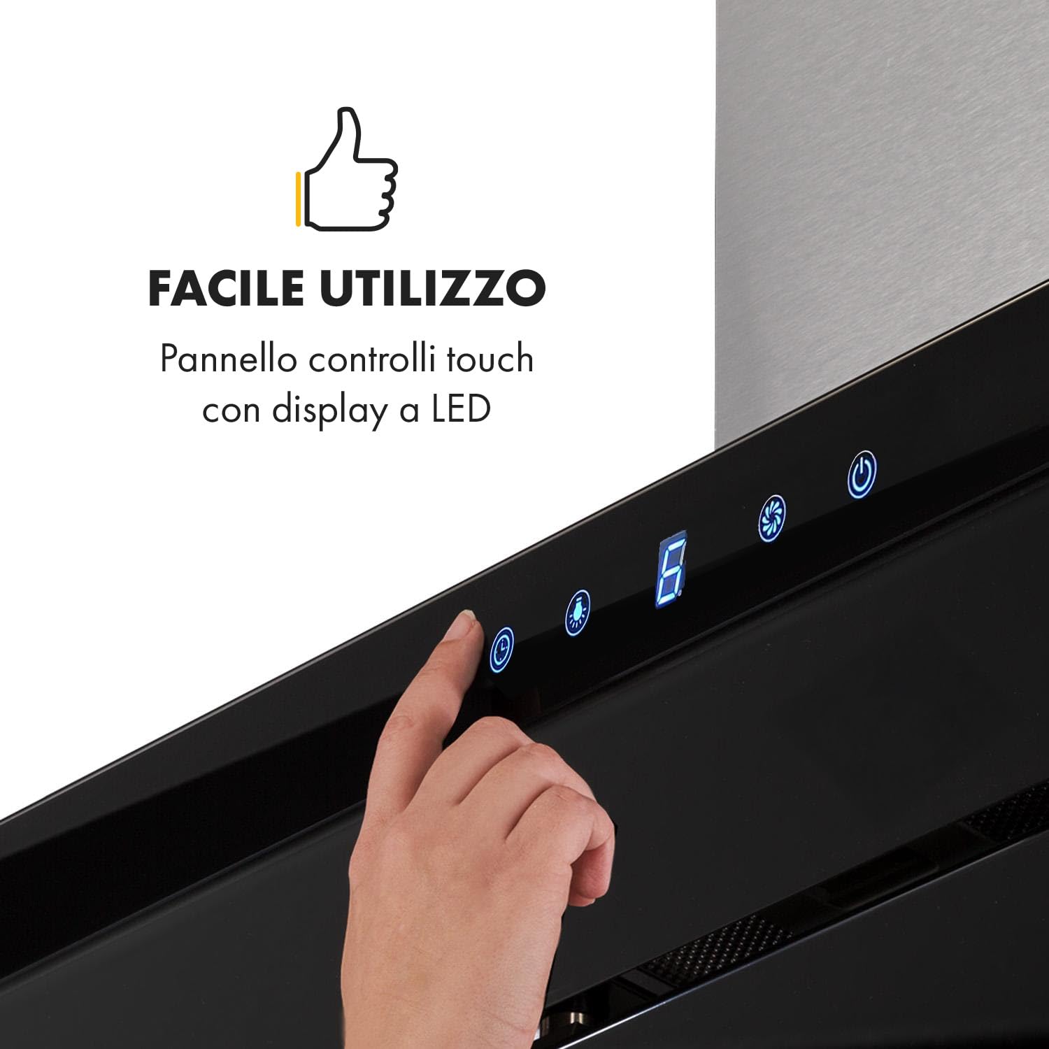 Klarstein Valeria Cappa Isola - 230W, max 650 m³/h, 3 livelli di potenza, illuminazione LED, pannello touch, vetro, acciaio inox, efficiente, PureAmbience Concept, argento