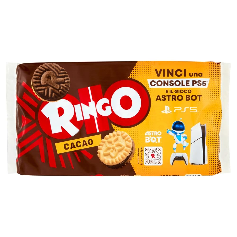 Italian Gourmet – Ringo Cacao Biscuits Sandwich au Cacao, Lot de 12 x 330 g, Biscuits fourrés crème, Goûter & Snack, Format familial, Idéal petit-déjeuner/pause café + Italian Gourmet Polpa