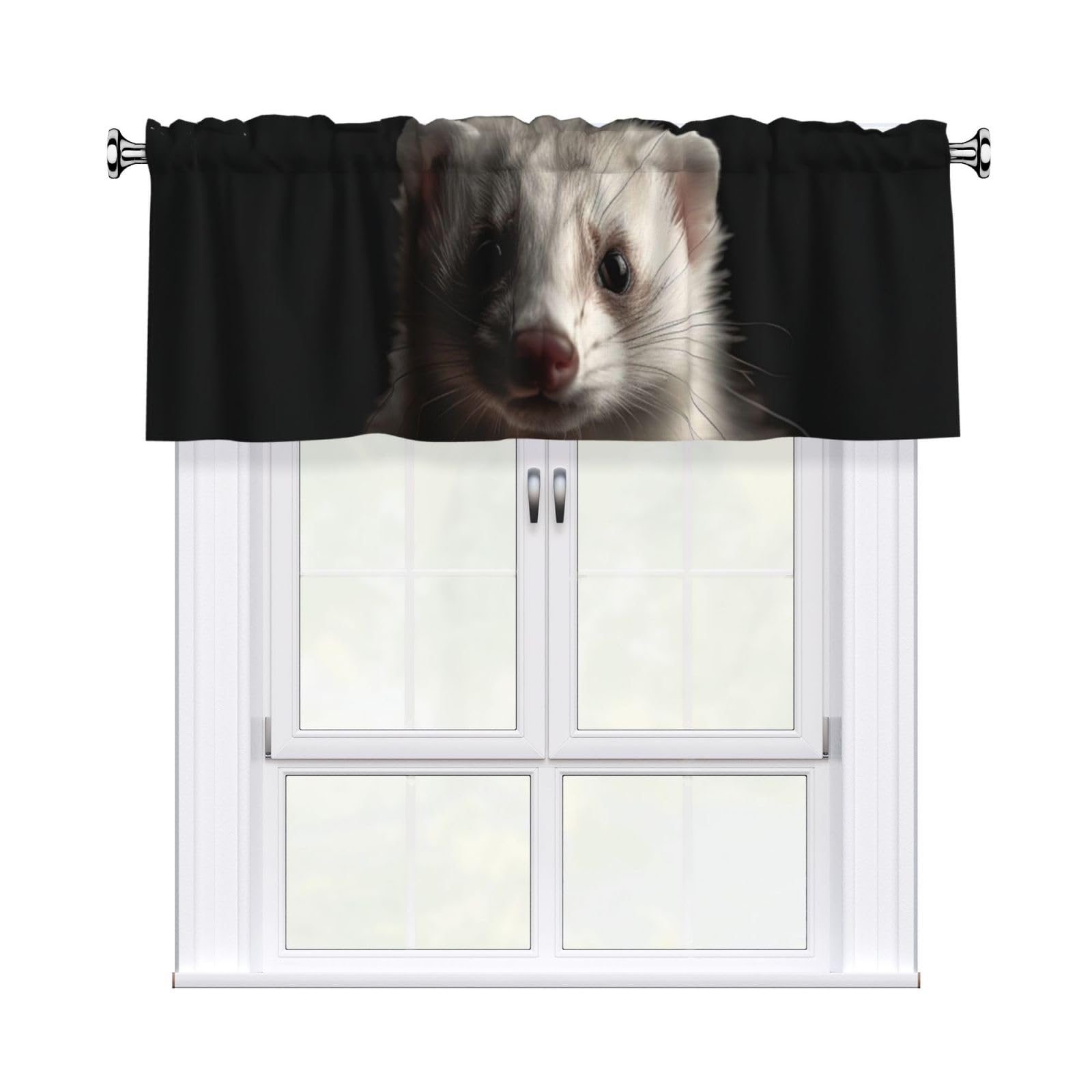 HJKJKKJ Window Valance 137x 46 CM Kitchen Curtains Ferrets Valances for Windows Vintage Short Window Curtains Farmhouse Rod Pocket Decorative Curtain Valance for Bedroom Bathroom