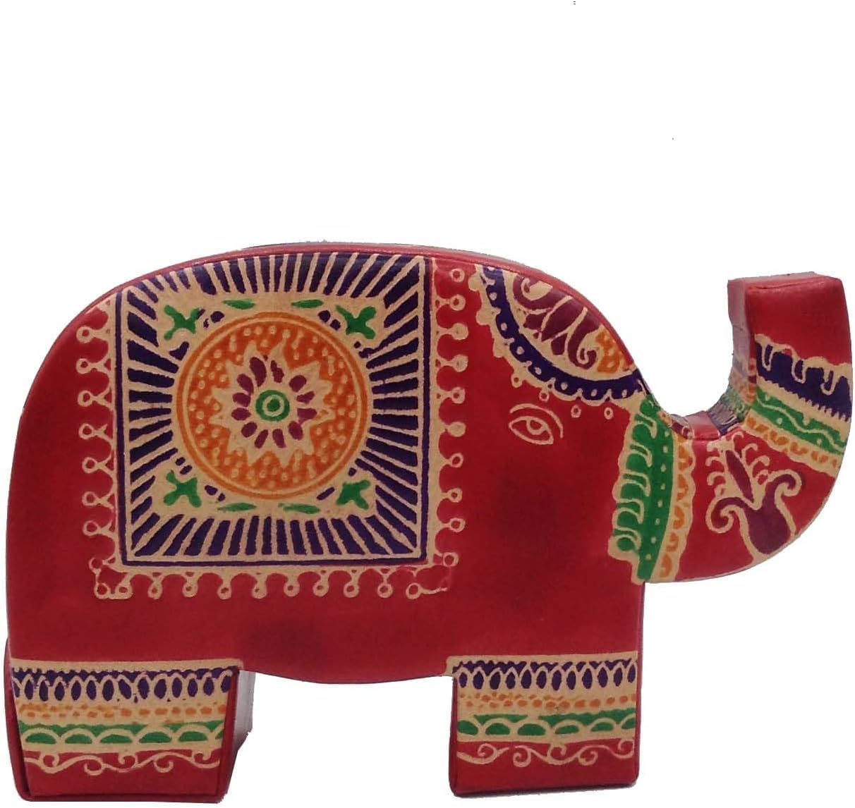Tej Gifts Handcrafted Leather Piggy Bank – Stylish Money Saving Box for Adults, Kids, Home & Office Décor - (Red Elephant)