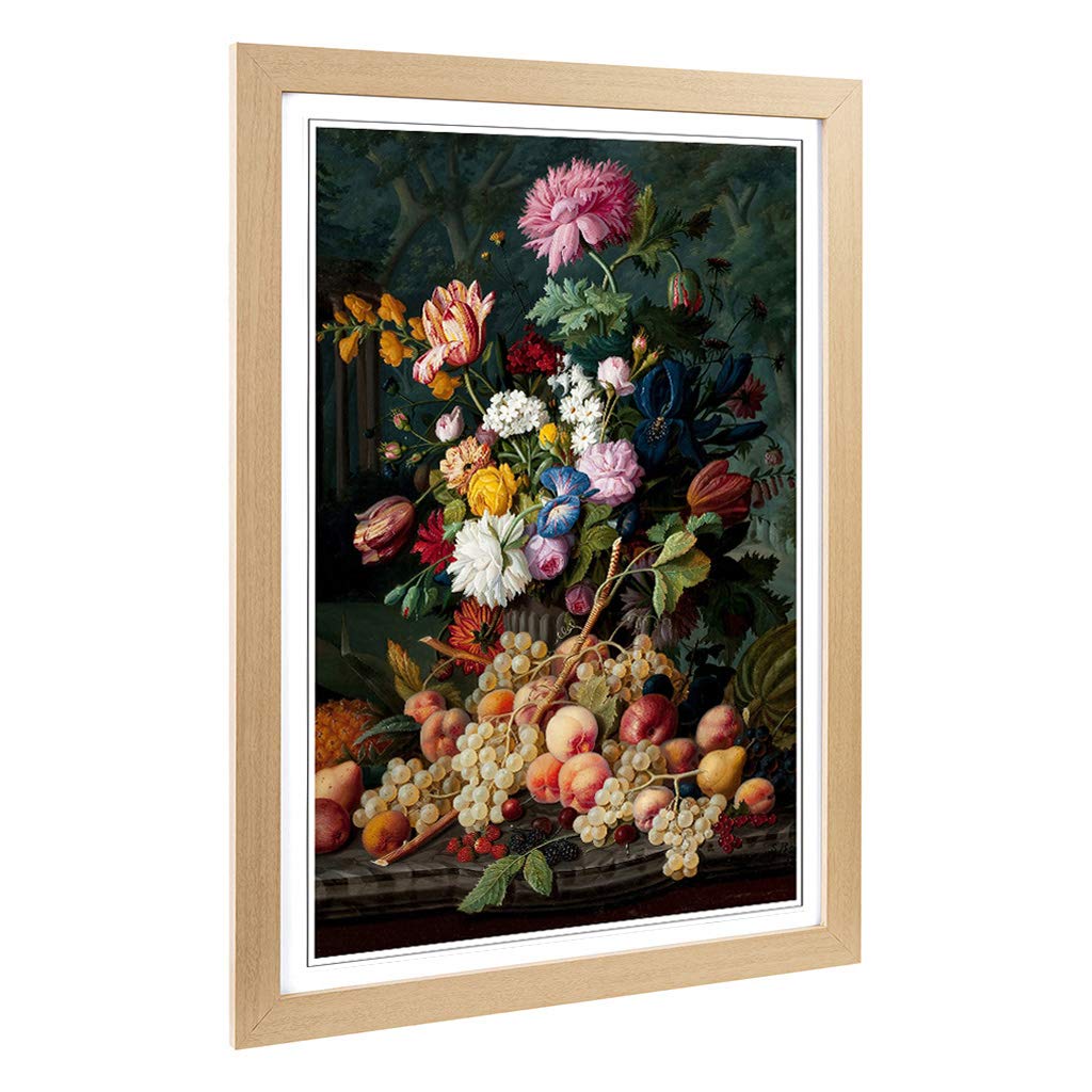 Big Box Art Framed Print of Severin Roesen Still Life Flower Bouquet Design | Wall Art Picture | Home Decor for Kitchen, Living Room, Bedroom, Hallway, Oak, A2 / 24.5x18 Inch / 62x45cm