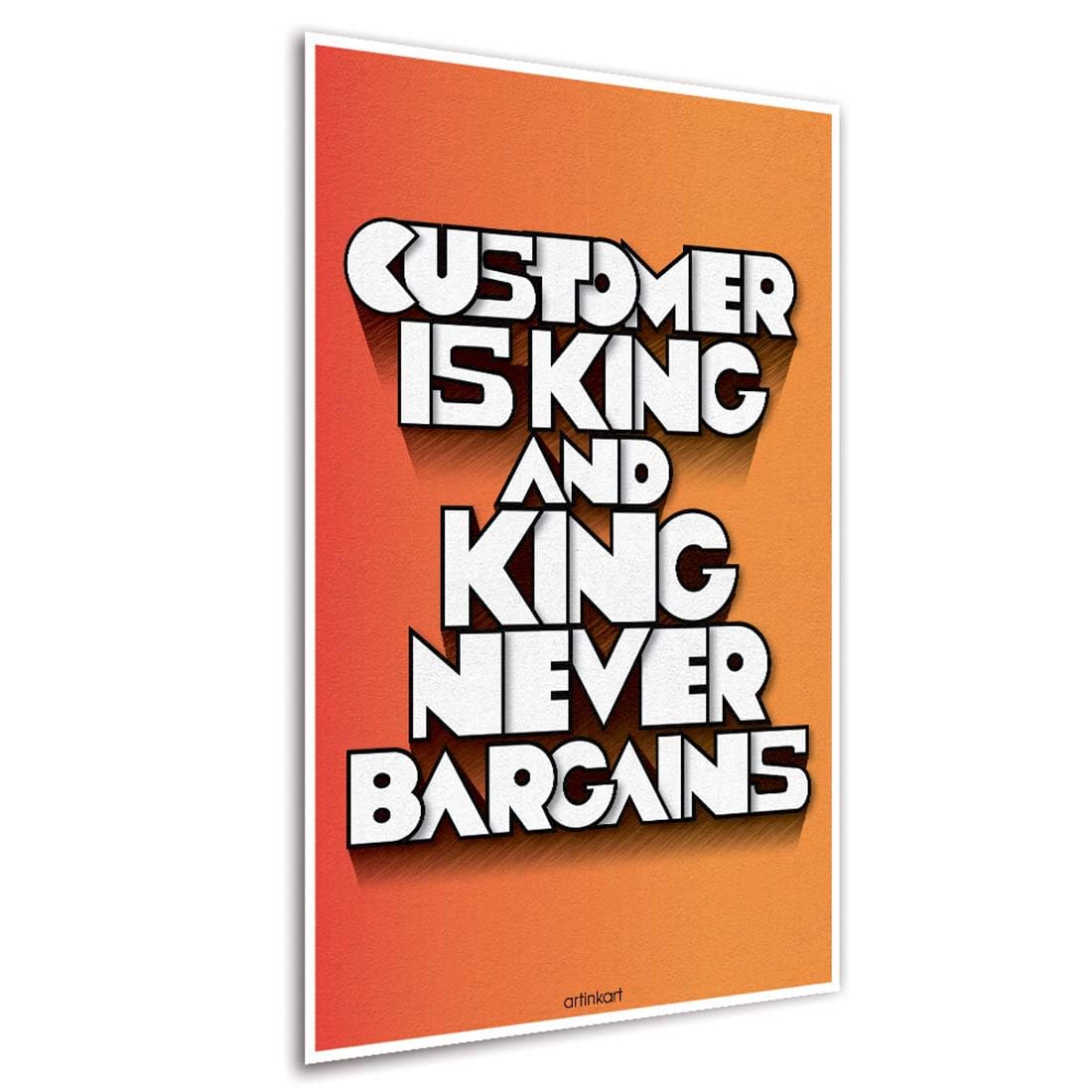 ArtinKart- Customer Kings Never Bargain Poster, Funny Posters for Wall, Posters for Shop, Showroom, Quotes Poster, No Bargain, Fixed Price (12X18 Inch, Multicolor, Unframed)