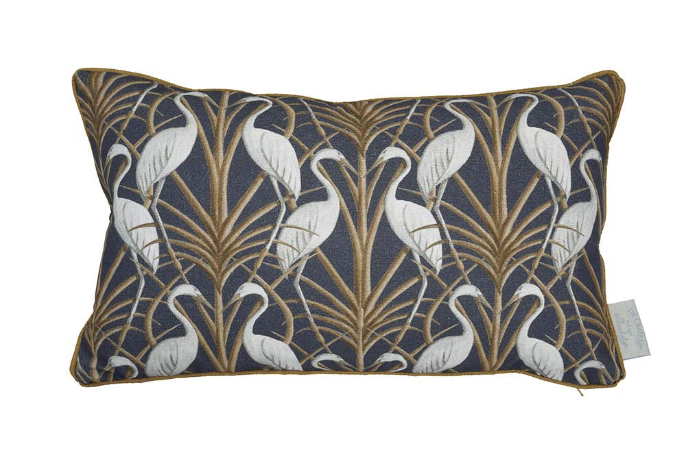 The Chateauby Angel Strawbridge NOUVEAU HERON Cushion - NAVY - Polyester Filled - 30 x 50cm