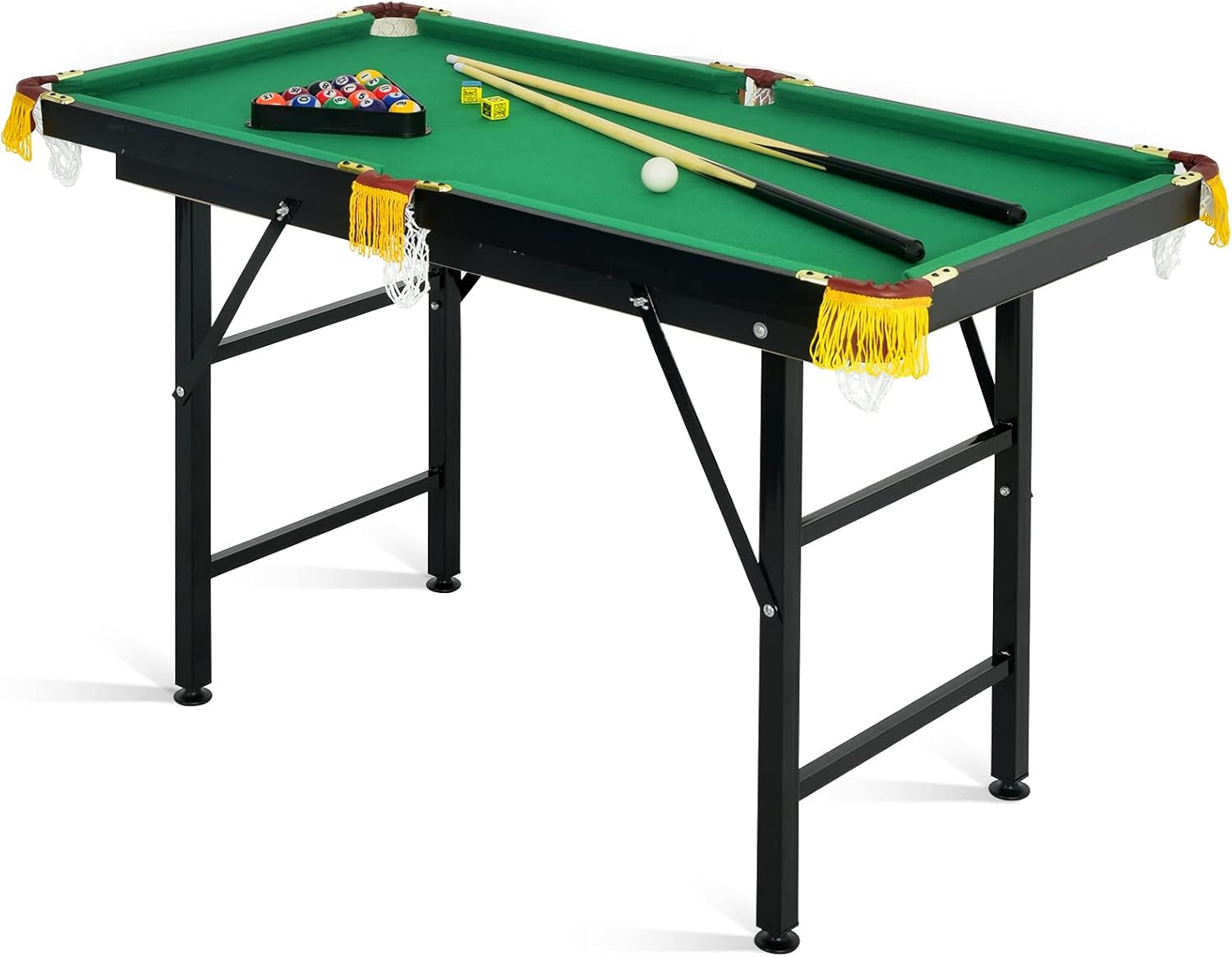 Goplus 47"/48‘’ Folding Billiard Table, Mini Pool Game Table with 2 Cue