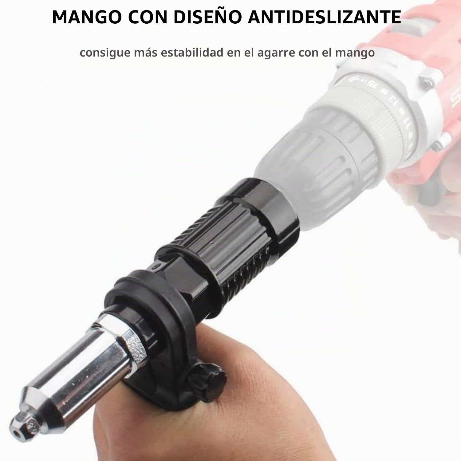 Adaptador de pistola de remache con mango de plástico extraíble, cabeza de pistola de remache eléctrica, accesorios de taladro de remache inalámbrico