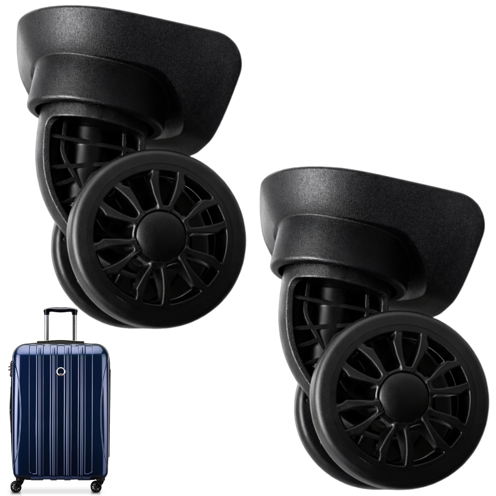 Photo 1 of Luggage Wheel Replacement Only Compatible with DELSEY PARIS Helium Aero 07644PL Carry-On Plus 21Inch,360-Degree Rubber Trolley Mute Double Wheel