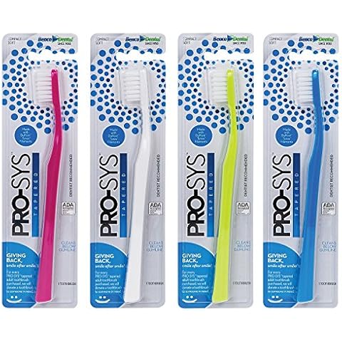 PRO-SYS® Adult Tapered Soft Toothbrush (Colorful 4-Pack) - ADA Accepted, Made with Soft Dupont™ bristles Cover
