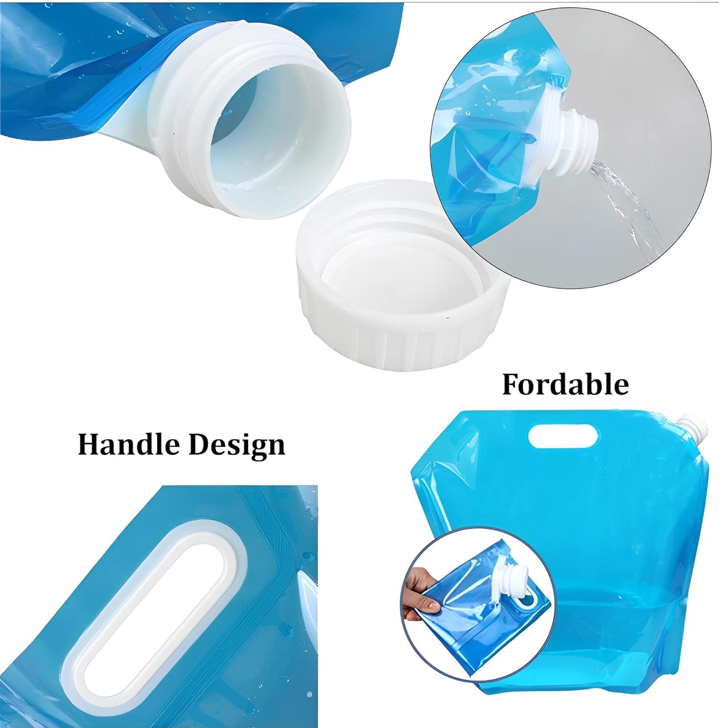Krivon 10 litres Pack 4 Collapsible Water Container, BPA Free Plastic Water Carrier, Travel Folding Water Bag for Sport Camping Riding, Mountaineer (10 Liter-Pack of 4) 1