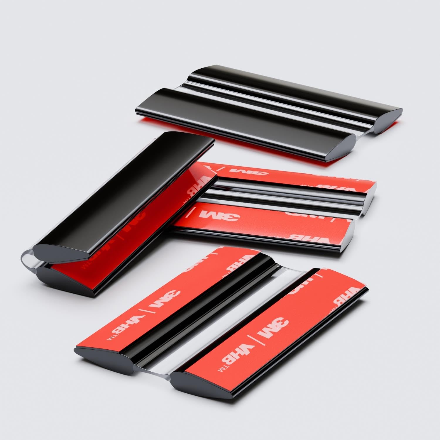 4X Black 50mm Self-Adhesive Acrylic Flexible Hinges, No Glue Required, Low Profile Living Hinges