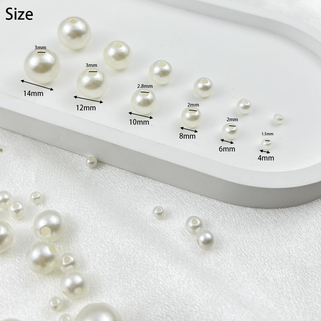 1200pcs Ivory Pearl Beads - 4 Sizes No Hole ABS Pearls For Crafts & Decor - View #11