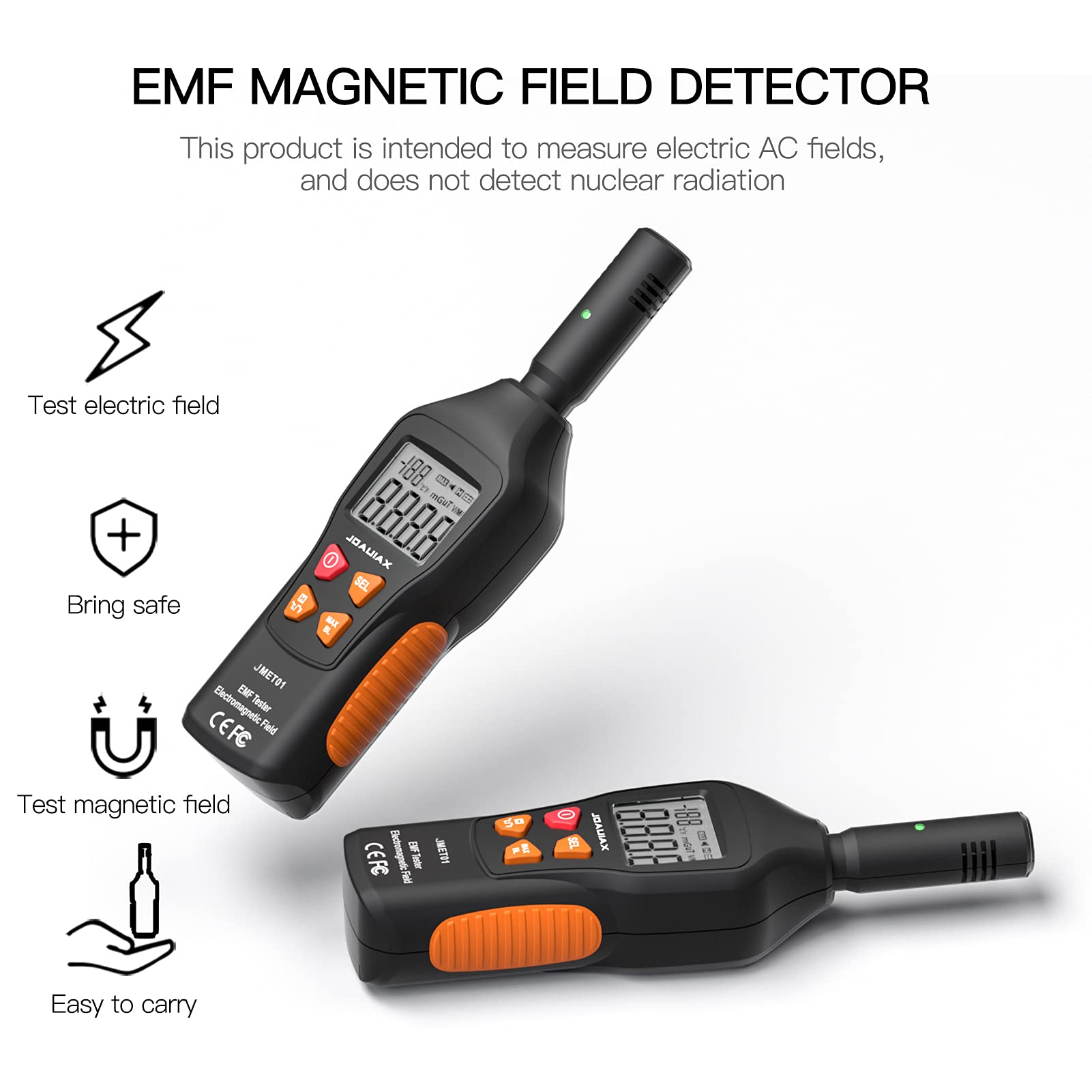 JOAUIAX EMF Meter Reader EMF Detector,5HZ—3500MHz Digital Household Radiation Detector,3 in 1