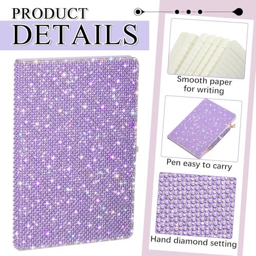 Ensemble stylo strass et carnet violet A5 rigide chic - 3