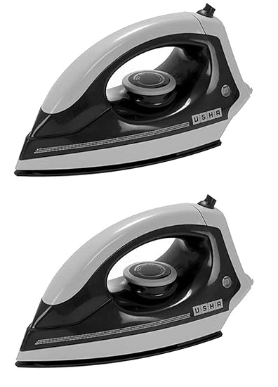 Usha EI 3302 1100-Watt Lightweight Dry Iron (Grey-Black) pack of 2