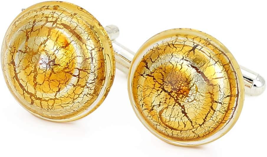 Glass Of Venice Murano Glass Lights Cufflinks - Silver Topaz