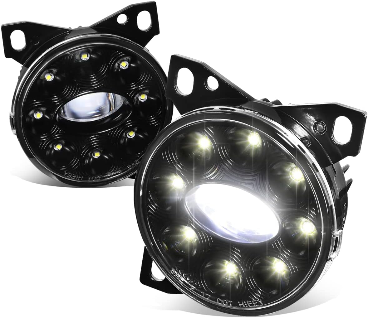 Auto Dynasty Full LED Projector Fog lights Compatible with 2008-2020 Kenworth T660 Peterbilt 579 587, Front Bumper Driving Fog Light Lamps with LED DRL Ring, Black Housing