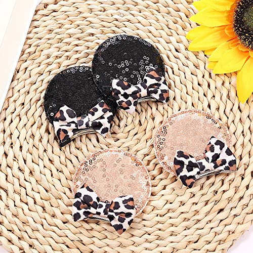 Pinzas para el cabello con diseño de orejas de ratón leopardo miniatura 5