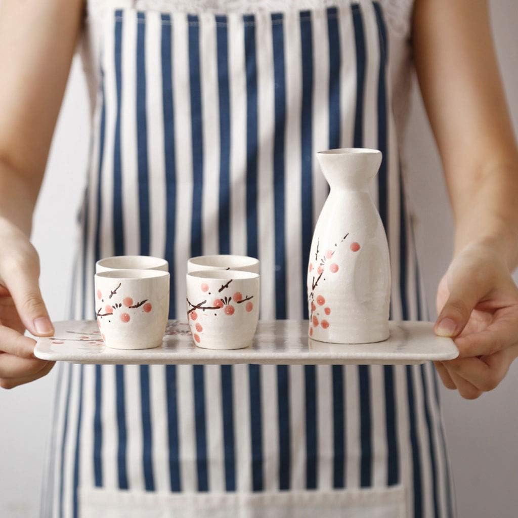 Ceramic Sake Set Japanese Sake Set Crafts Wine Glass Cold/Hot/Tea/Shochu Japanese Sake Set 6 Piece Set (Color : B) (C)