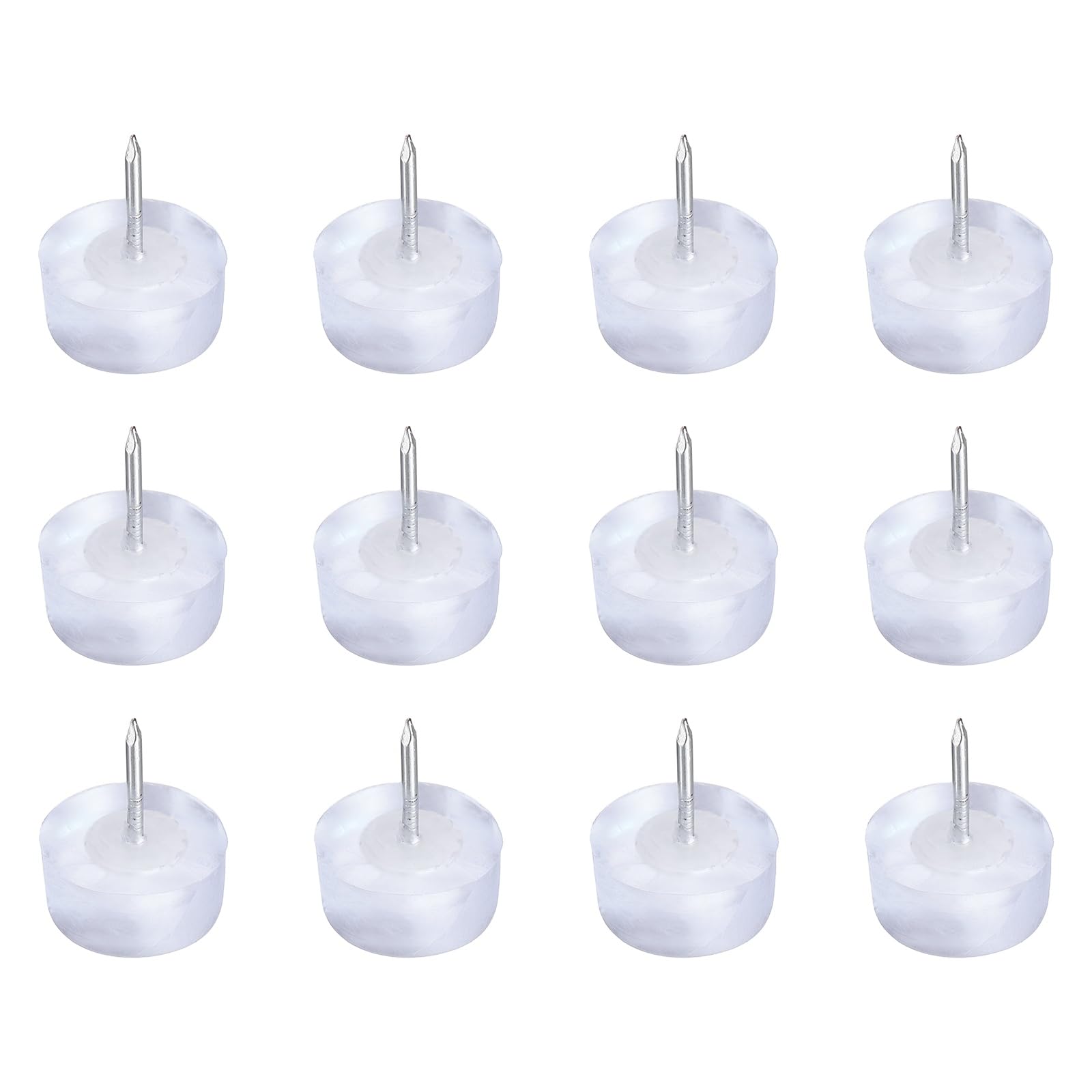 sourcing map 12Pcs Furniture Sliders, 20mm Round Plastic Furniture Guides Nail-on Pads, Hardwood Floor Protectors for Chair, Table, Desk, Cabinet Leg, Transparent Blue — image 1