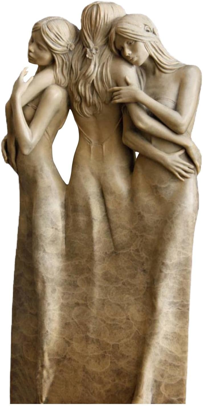 Sculpted Hand-Painted Figure, Three Sisters Figurine by My Side Sister Sculpture Resin Statue Hand-Painted Decoration for Desktop Shelf Home Office Shop Sisters Gifts from Sister