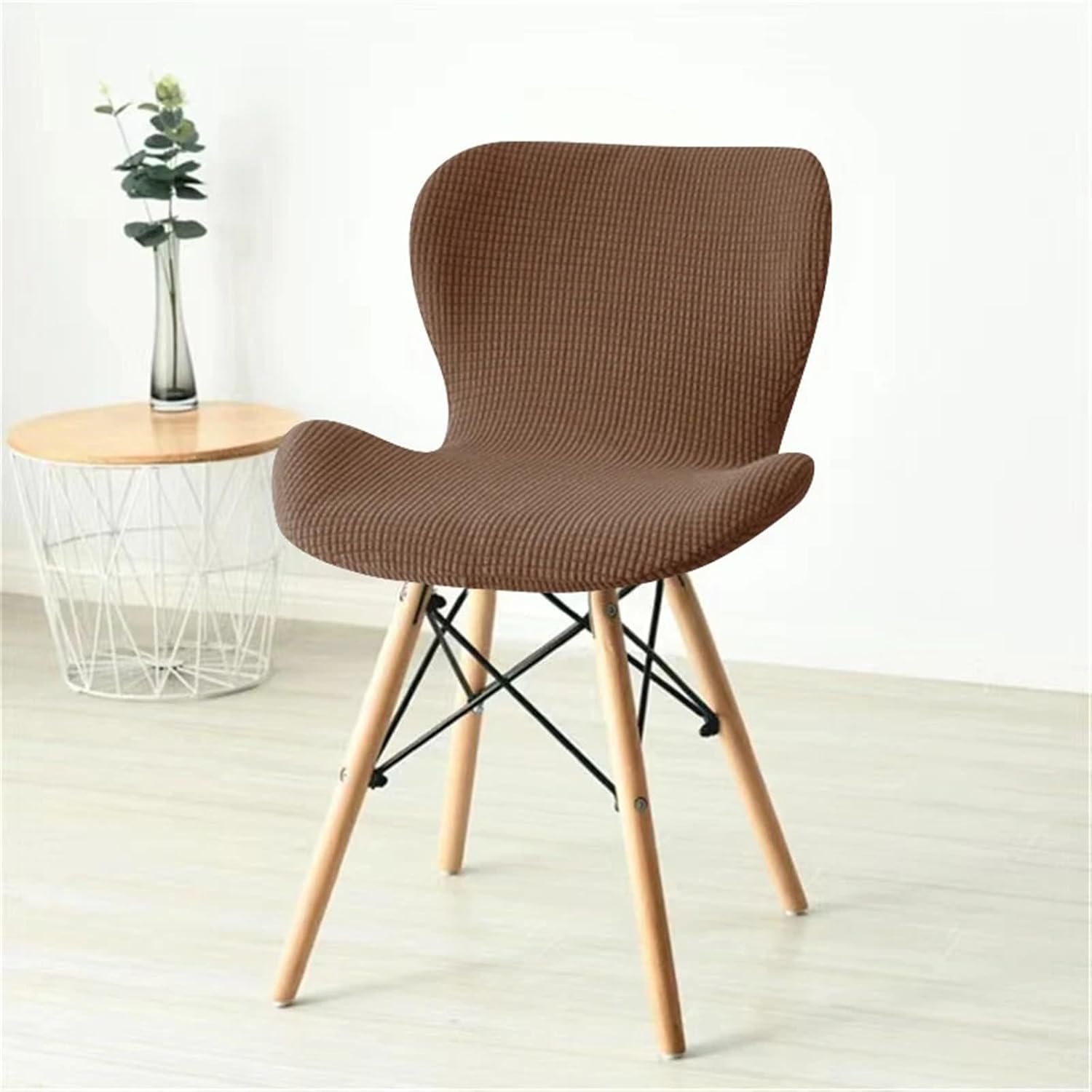 Set of 4 Stretch Bar Stool Chair Covers Kitchen Swivel Stools Slipcovers Curved Short Back Chair Covers Chair Protector Covers for Counter Bar Office Pub Kitchen Hotel(Dark Brown)