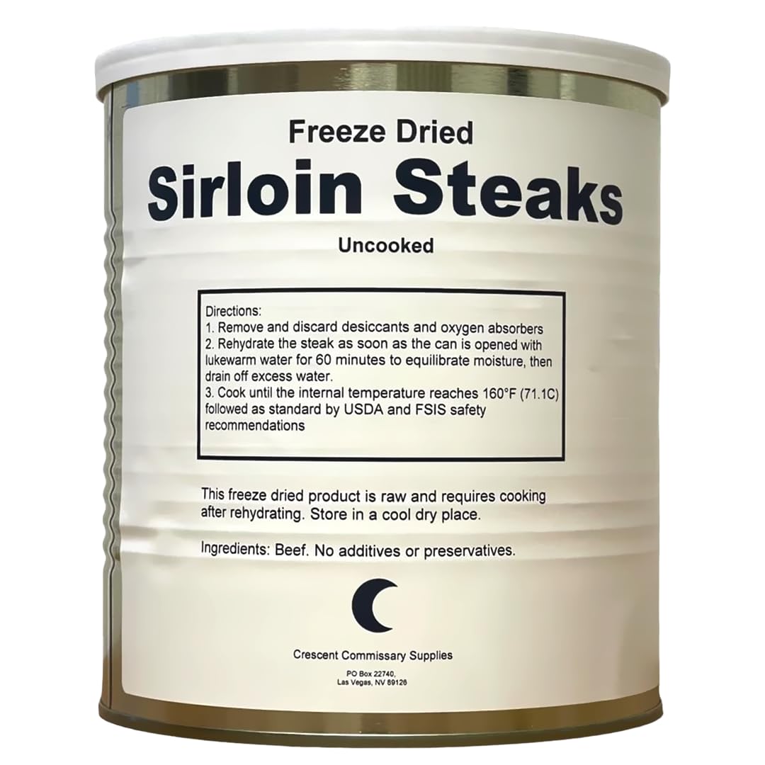 Military Surplus Freeze Dried Uncooked Sirloin Steaks Can, Jarred and Packed Emergency Food Supply Survival, Camping, Backpacking Long Term Food Storage 25+ years shelf life | Easy Prep Survival Food