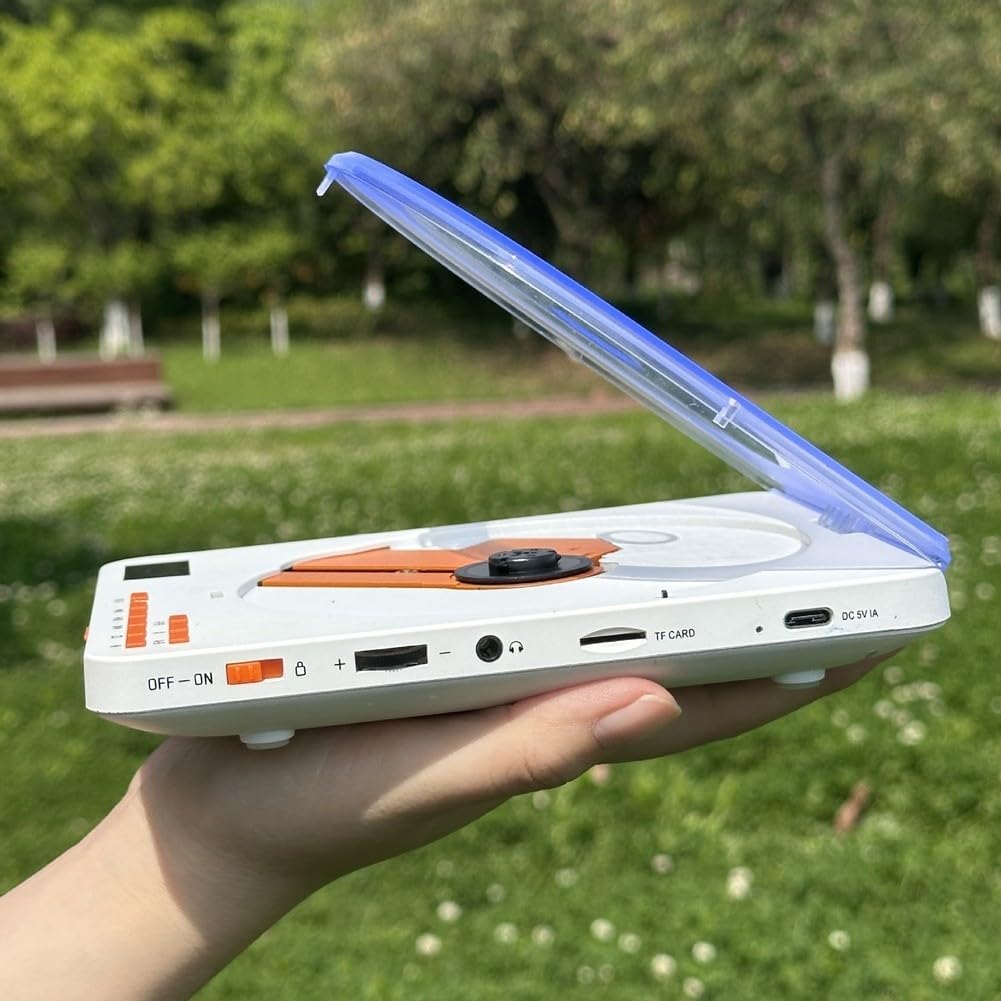 Reproductor de CD portátil, con transmisor de audio inalámbrico, ranura para tarjeta TF de 35 mm, reproductor de música portátil, reproductor de discos, práctica de escucha de CD, aprendizaje de