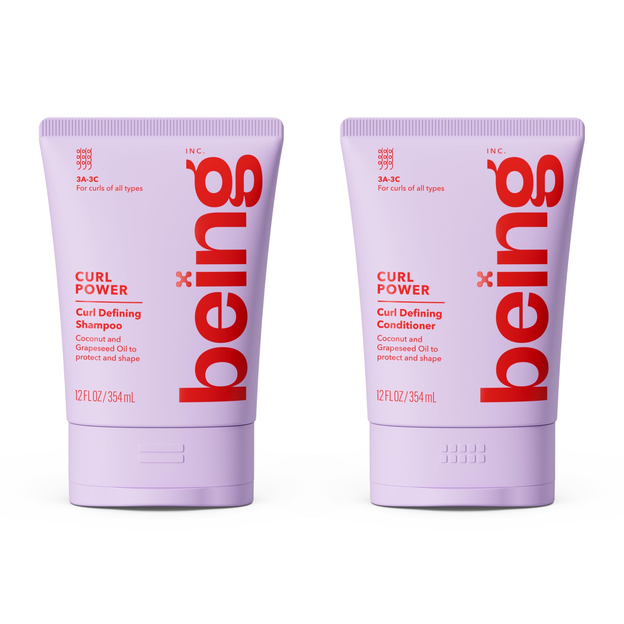 being CURL POWER Curl Defining Shampoo and Conditioner Set 354mL with Coconut and Grapeseed Oil
