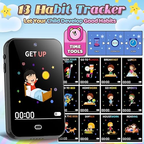 Miniatura 3 de Juguetes de teléfono inteligente para niños y niñas de 3 4 5 6 7 8 años con doble cámara, 28 juegos de rompecabezas, tarjeta TF 8G, tarjeta de