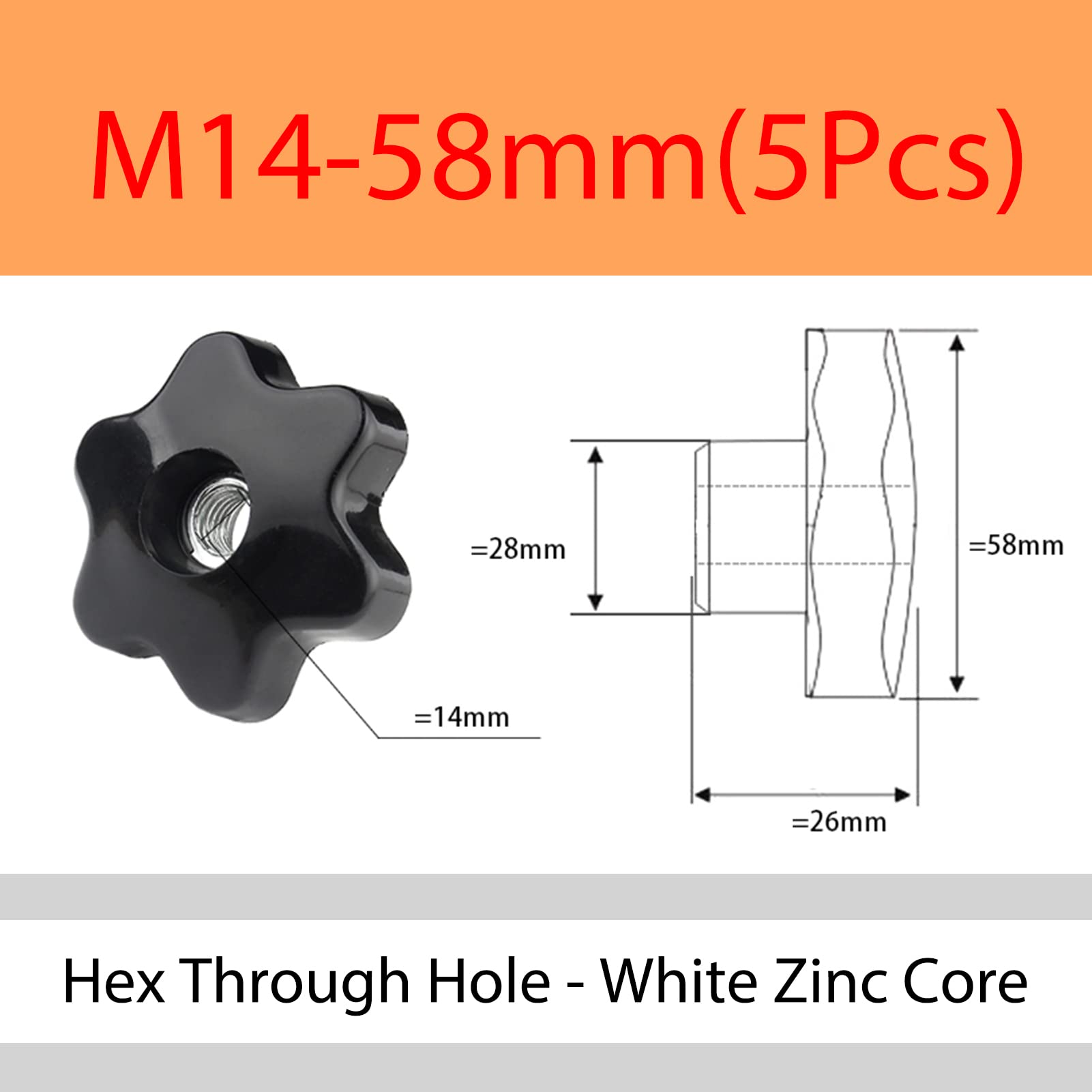 Stella Dadi con manico - Dadi di serraggio Plastica Zigrinato Manopole Attraverso il foro Thread interno Pentagono Esagonale Impugnature Dadi M6 M8 M10 M12 M14 M16