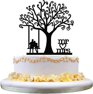 Wedding cake topper-Couple on the Swing,Mr & Mrs with a heart