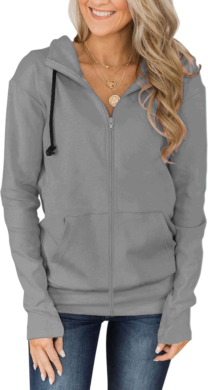 Fallorchid Womens Full-Zip Hoodies Casual Long Sleeve Sweatshirt with Pockets