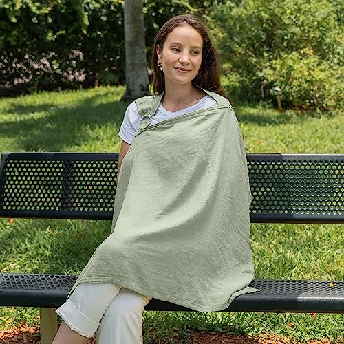 image for Muslin Nursing Cover for Baby Breastfeeding, Soft & Breathable Cotton 