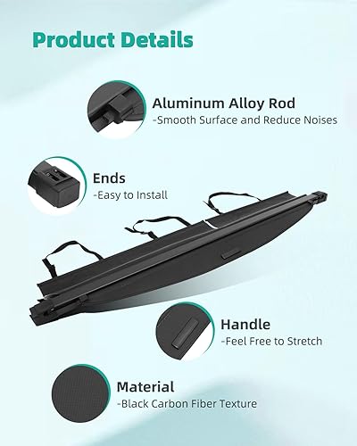 Miniatura 489 de SCITOO Cubierta de carga 2013 2014 2015 2016 2017 2018 compatible con Toyota RAV4 2.5L actualizado anti-mirón retráctil trasero maletero cubierta