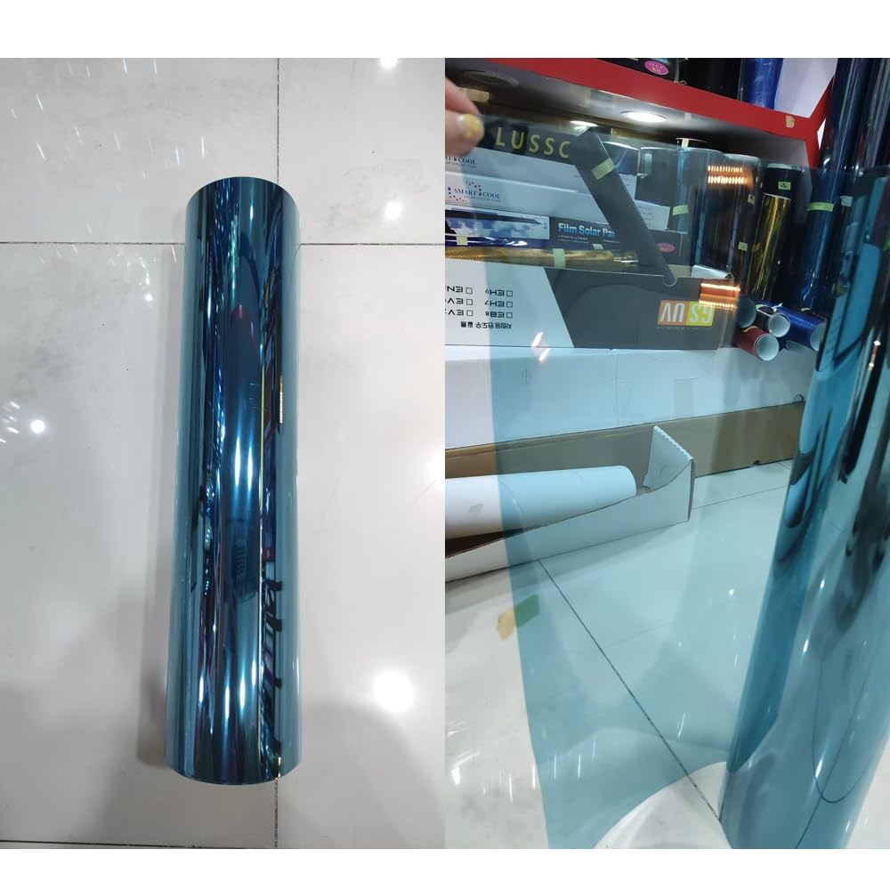 VLT 68% Himmelblaue Scheibenfolie Auto für Frontscheiben, PET Scheiben Folie, Sonnenschutzfolien scheiben tönung Folie Auto (100 x 300 cm)