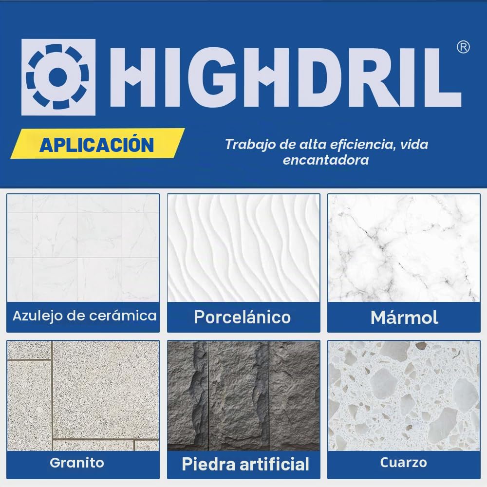 HIGHDRIL Juego Brocas de Diamante 11Piezas-6/8/10/25/35/50/68/110mm Taladro+50mm Broca de Chaflán+20mm Brocas Dedo+Adaptador Brocas para Porcelana Baldosas de Cerámica Granito Mármol Granito