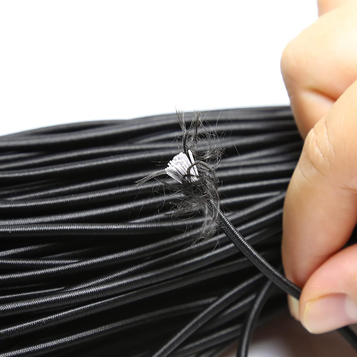 Queenbox 2mm 109 Yards Long Round Elastic Bands, Stretch Strap Cord Roll Braided Crafts String Rope for DIY Jewelry Sewing Clothes Mask, Black