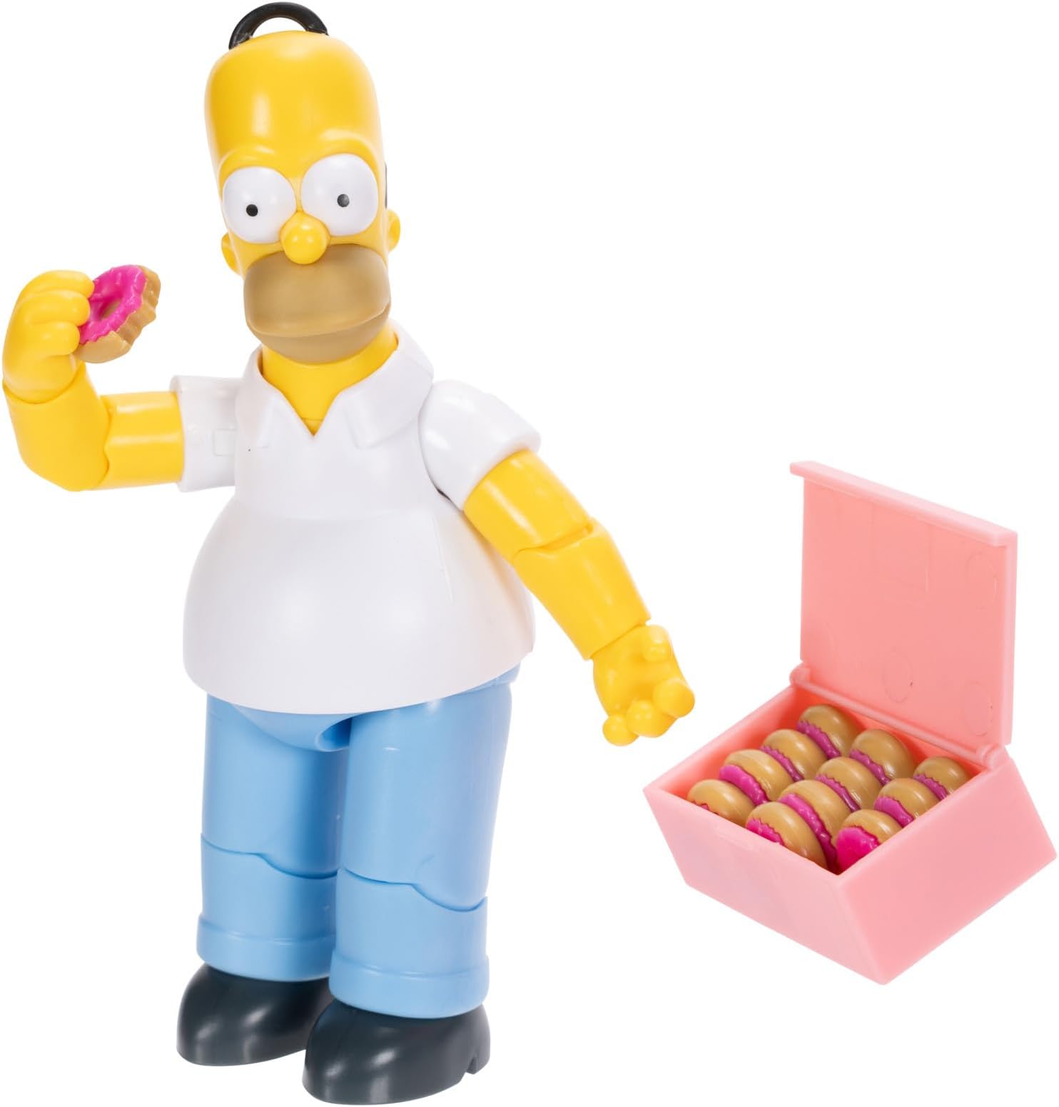 The Simpsons Homer Simpson 12.7cm Collectible Action Figure by JAKKS Pacific, Includes Donut and Donut Box Accessory, Fully Articulated, Collector's Display Packaging
