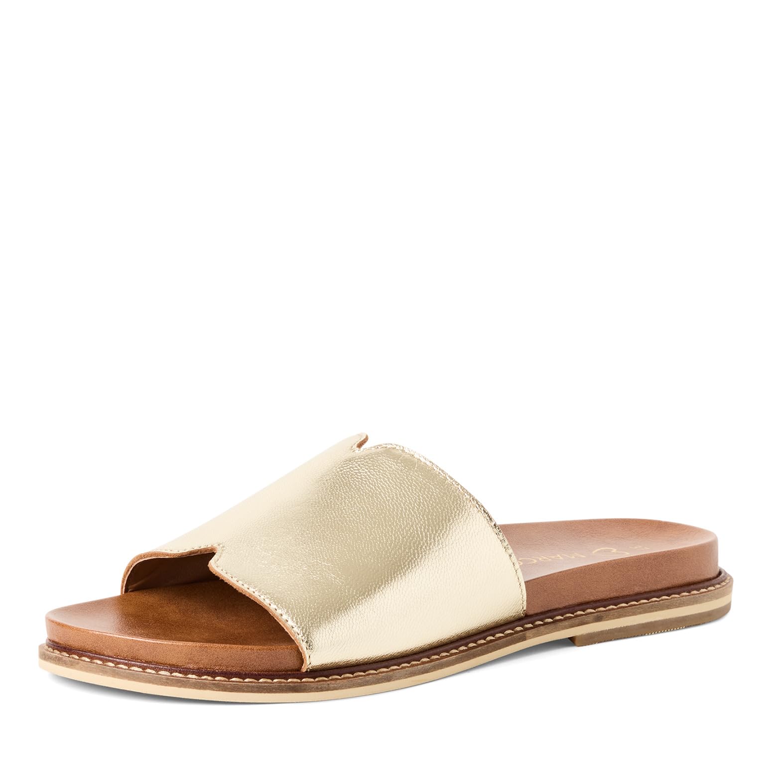 Marco Tozzi Women Sandal Footbed Leather Summery, Metallic (Gold), 5.5 UK