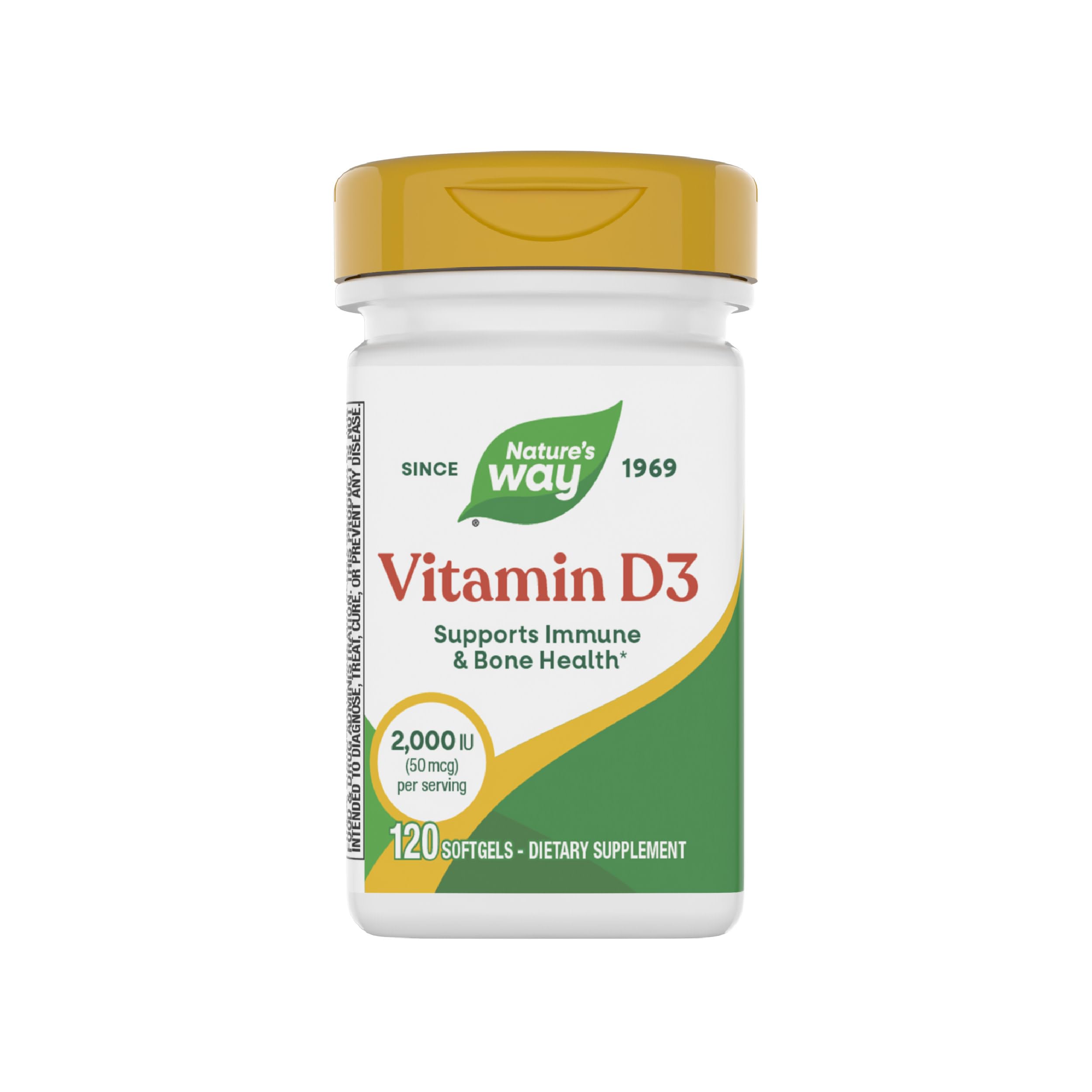 Vitamin D3, Bone Health and Immune Function*, 2000 IU (50 mcg per Serving), 120 Softgels (Packaging May Vary)
