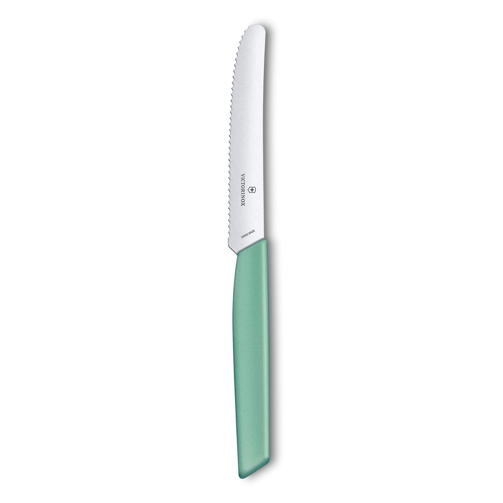 Victorinox Swiss Modern - Juego de cuchillos para verduras (2 piezas, hoja extra afilada, 11 cm, mango de plástico resistente, acero inoxidable, color verde menta)