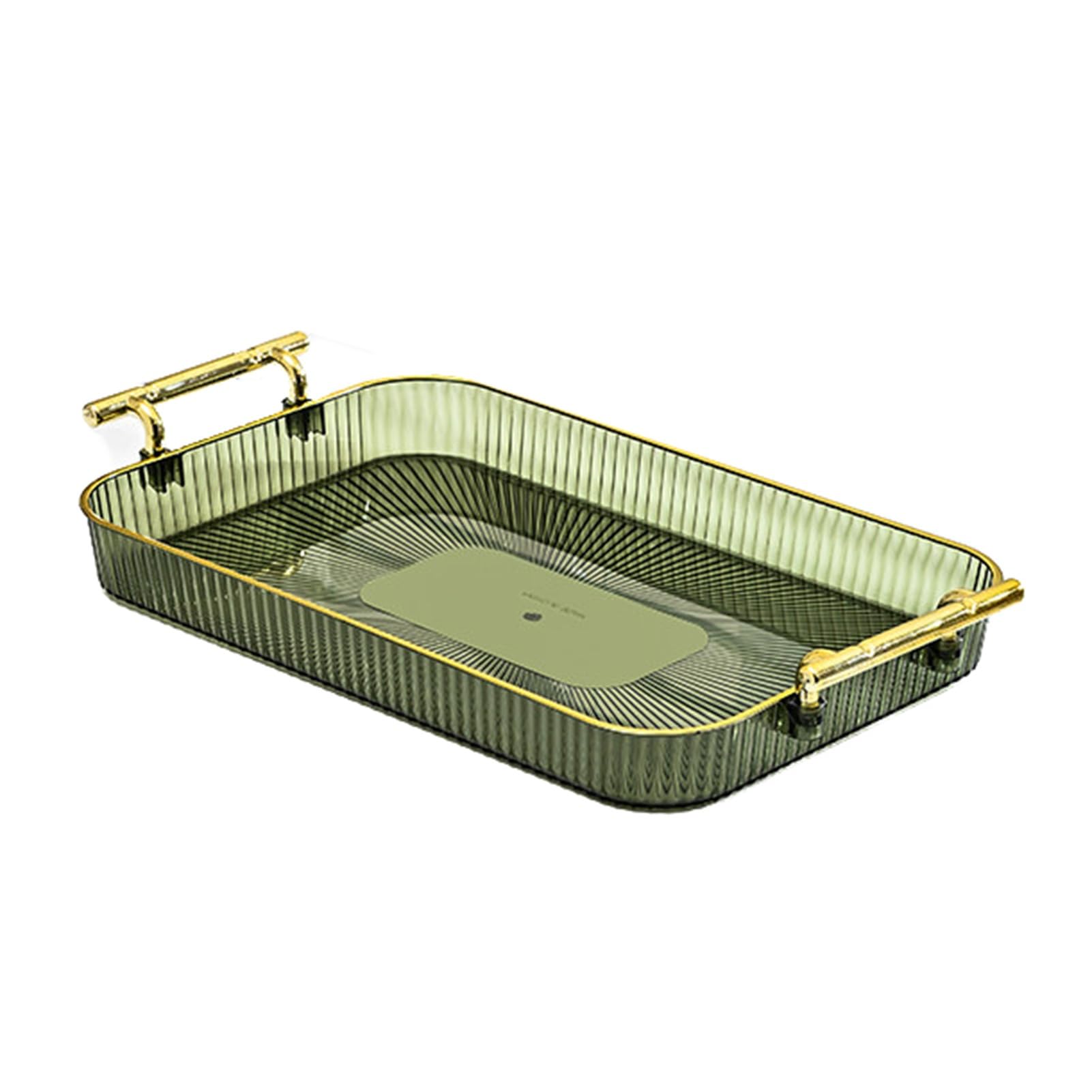 Xcsdew Color2 Plastic Tray,Rectangular Decorative Storage Box,Household Fruit,Gold-Plated Openwork Handle,Suitable For Coffee Shops(Color2)