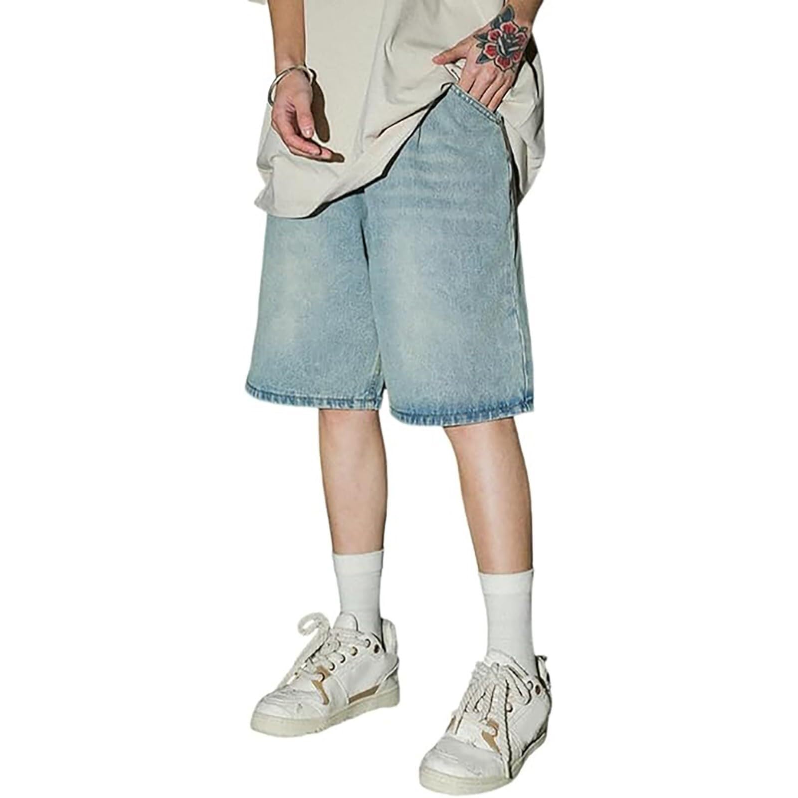 Jeans da uomo, stile casual, vestibilità ampia