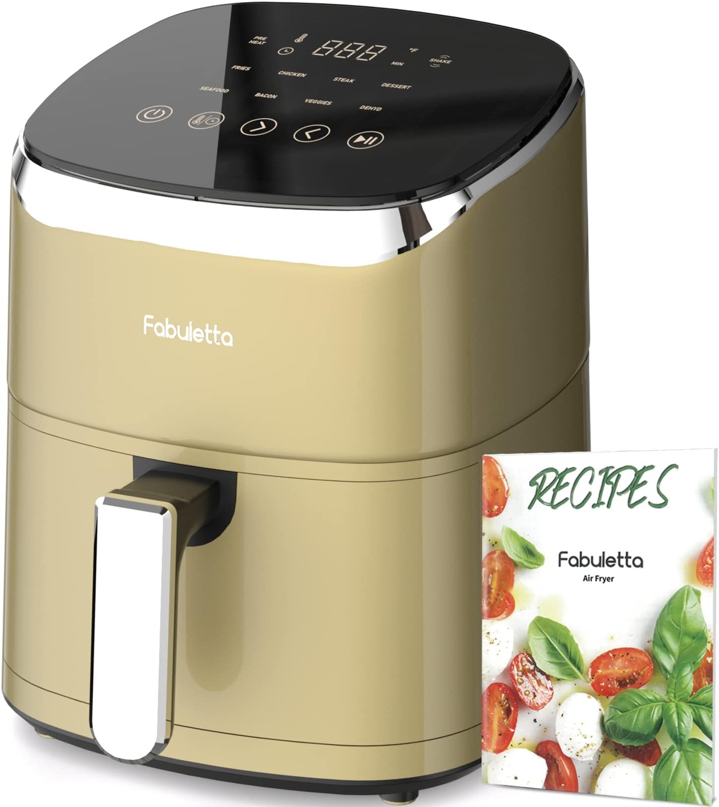 Fabuletta Air Fryers 4.2QT, 9-in-1 Preset Compact Airfryer, Shake Reminder, 450°F freidora de aire,Tempered Glass Display, Dishwasher-Safe & Nonstick, Square Design Basket, Quiet, Fit for 2-4 People (Yellow)