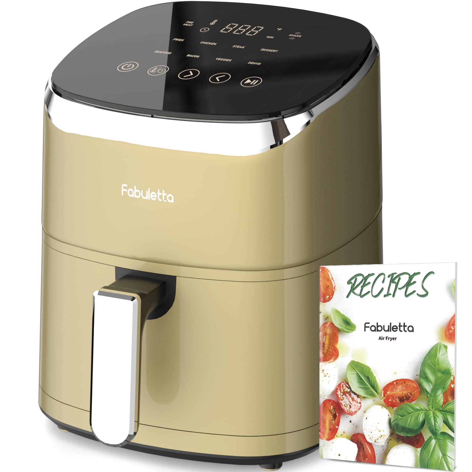 Fabuletta Air Fryers 4.2QT, 9-in-1 Preset Compact Airfryer, Shake Reminder, 450°F freidora de aire,Tempered Glass Display, Dishwasher-Safe & Nonstick, Square Design Basket, Quiet, Fit for 2-4 People (Yellow)