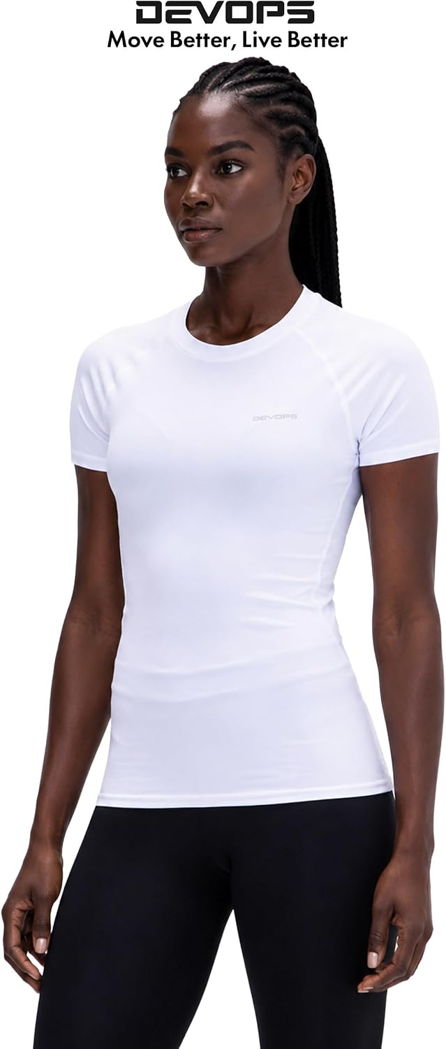DEVOPS 3 Pack Women's Compression Baselayer Short Sleeve Shirt