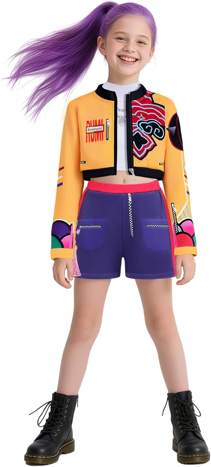 IBQ Girls Demon Pop Singer Hunters Costume 3-14 Years Stage Dance Idol Cosplay Outfit, Kids Halloween Costumes
