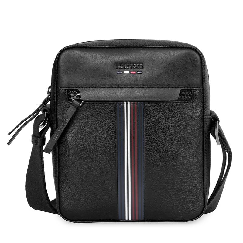 tommy hilfiger Men’s Pebbled Leather Crossbody BERKSHIRE | Textured Bag with Printed Detail & Adjustable Strap | Professional Small Messenger Bag for Men | Travel Side Bag for Work or Commute-picture-12