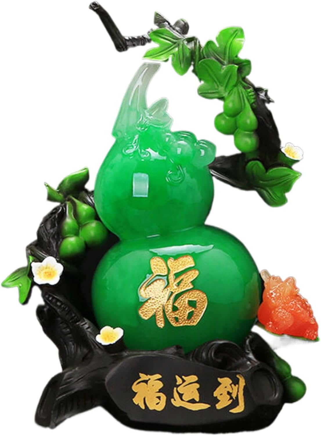翠玉色小号/福运到玉葫芦 Bagua Gourd Statue Hulu Calabash Wu Lou Figurine China Style Fengshui Wealth Lucky Statue Figurine Decoration